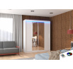 Posuvná skříň se zrcadlem a LED osvětlením DALLAS 180 Bílá+Bílá