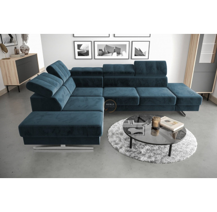 Rohová sedací souprava EMPORIO 225X300 - modrá , levá