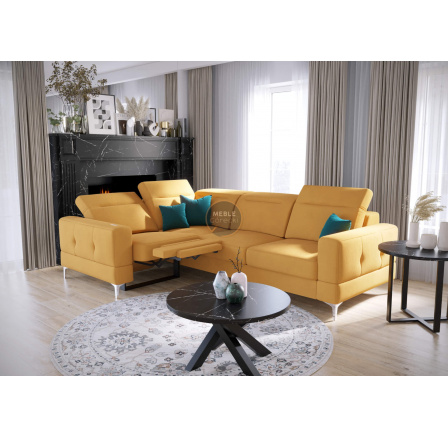 Rohová sedací souprava MALIBU , relax s funkcí spaní 185x250 cm - žlutá , levá