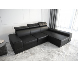 Rohová sedací souprava ROYAL 295×185 - černá eko kůže , pravá
