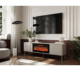 TV komoda TRESSE 180 EF s elektrickým krbem, béžová