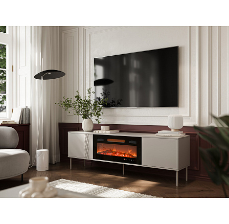TV komoda TRESSE 180 EF s elektrickým krbem, béžová