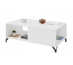 Konferenční stolek BERGEN - BE10, Bílý Lux + Bílá vysoký lesk