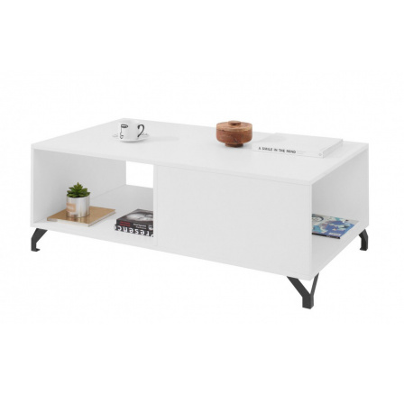 Konferenční stolek BERGEN - BE10, Bílý Lux + Bílá vysoký lesk