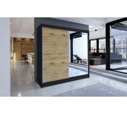 Šatní skříň TAISA I 180, Černá/ Dub artisan