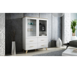 Vitrína LOTTA 120, Bílá / Dub sonoma