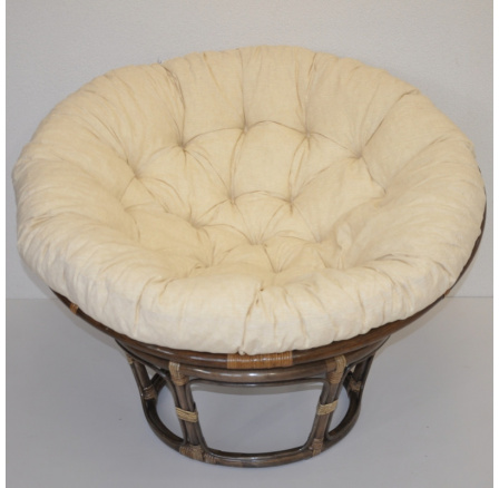 Ratanový papasan 100 cm hnědý polstr světle béžový melír Ratanový papasan 100 cm hnědý polstr světle béžový melír