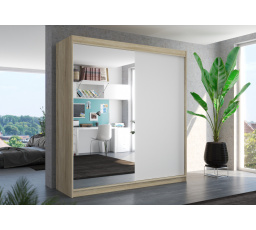 Posuvná skříň se zrcadlem DELLA 200 Sonoma+Bílá