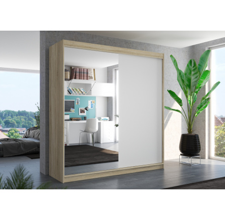 Posuvná skříň se zrcadlem DELLA 200 Sonoma+Bílá