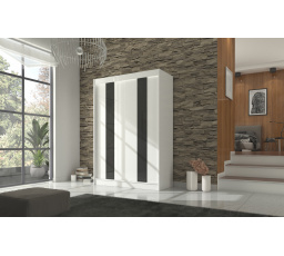 Posuvná skříň s lacobelem KAREN 150 Bílá+Černý Lacobel