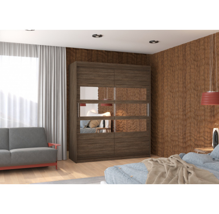 Posuvná skříň se zrcadlem TOLEDO 180 Choco+Choco