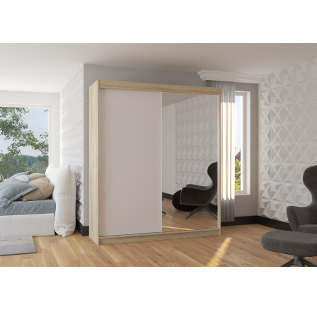 Posuvná skříň se zrcadlem VIKI 180 Sonoma+Bílá