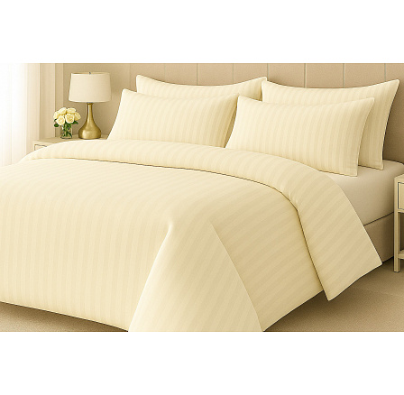 Povlečení francouzské 240x220,70x90 Atlas gradl  smetanový - česaný 145g/m2, proužek 2cm