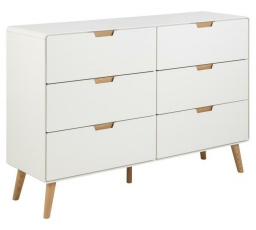 Komoda Lowell s 6 zásuvkami bílá