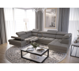 Rohová sedací souprava GALAXY MAX II , relax s funkcí spaní 215x350x170 - šedá , levá