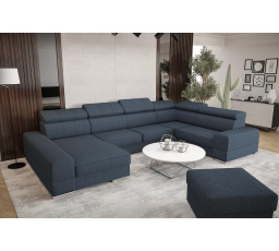 Rohová sedací souprava ROYAL MAX II průměr 230x375x185 - modrá , pravá