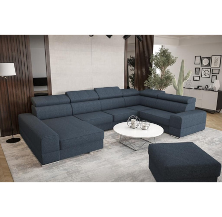 Rohová sedací souprava ROYAL MAX II průměr 230x375x185 - modrá , pravá