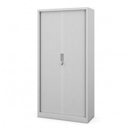 Kovová kancelářská skříň na dokumenty s roletou DAMIAN, 900 x 1850 x 450 mm, šedá