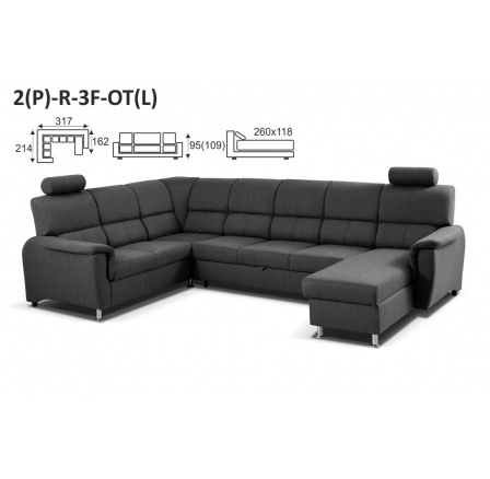 Rohová sedací souprava DUO EVER 2(P)-R-3F-OT(L) Rohová sedací souprava DUO EVER 2(P)-R-3F-OT(L)