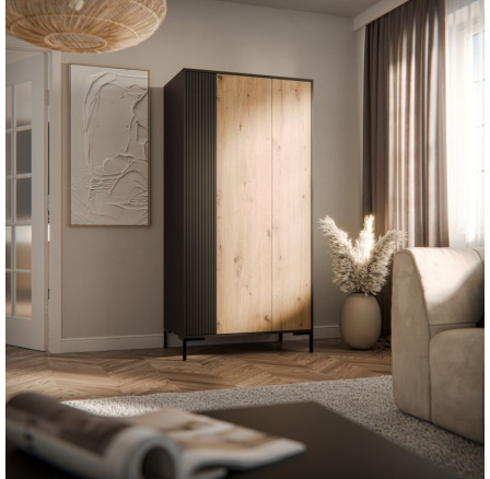 Šatní skříň MERCI, černá/artisan Šatní skříň MERCI, černá/artisan