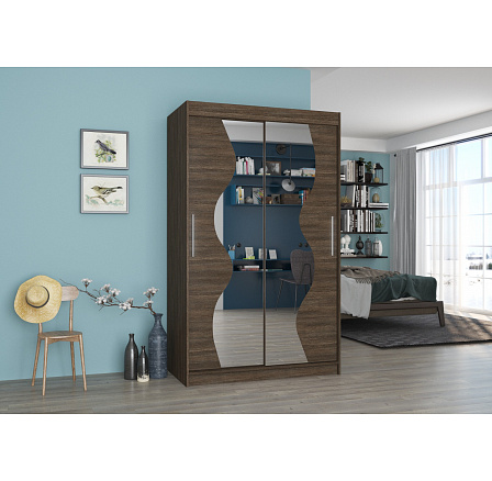 Posuvná skříň se zrcadlem OSWALD 120 Choco+Choco