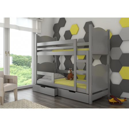 Dvoulůžková patrová postel s matracemi MARABA Gray Dvoulůžková patrová postel s matracemi MARABA Gray