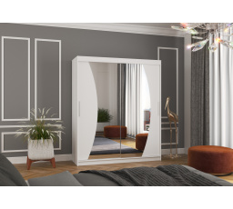 Šatní skříň s posuvnými dveřmi a zrcadlem DOLORES 180 Bílá+Bílá