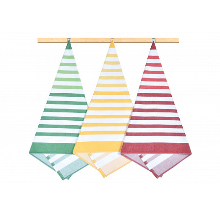 Kuchyňská utěrka 50x70cm pruhy červené, zelené, žluté