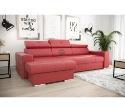 Rohová sedací souprava MARGO 160x250 přírodní kůže - červená kůže , levá - K-55