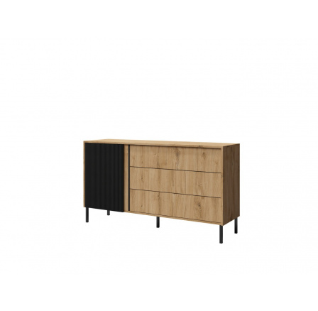 Komoda Michel R3 1d3s, dub/černé lamely