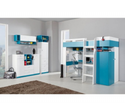 Dětský pokoj MOBI - Systém C, Bílý Lux / Tyrkysový