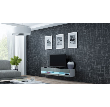 TV komoda VIGO NEW 140, bílá / šedý lesk