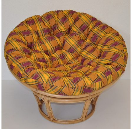 Ratanový papasan 115 cm medový - polstr okrová kostka