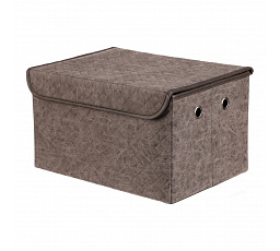 Koš regálový - látkový s víkem, šedá barva