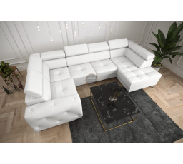 Rohová sedací souprava ORION MAX II s funkcí spaní 165x350x185 cm přírodní kůže - bílá kůže, levá