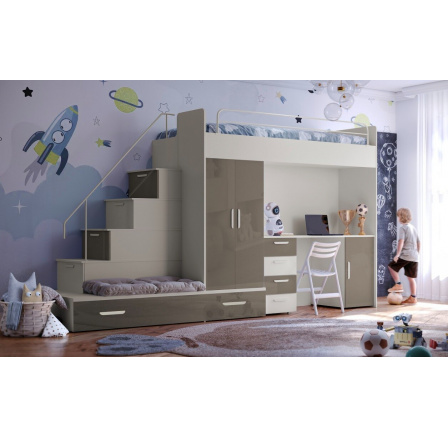 Vyvýšená postel PARADISE 5, Kašmír Šedá Lesk