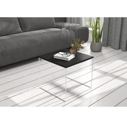 Konferenční stolek ELENA 50x50 Bílý+Černý