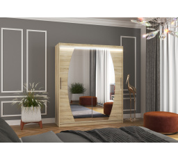 Posuvná skříň se zrcadlem a LED osvětlením BALTIMORE 180 Sonoma+Sonoma