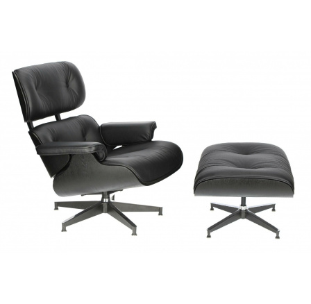 Křeslo Vip s podnožkou černé/černé