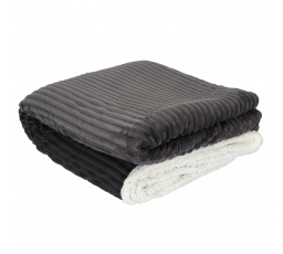 Šedá Sherpa deka 180x220 cm pruhovaná