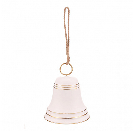 Zvonek - závěsná ozdoba, kov, bílý