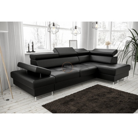 Rohová sedací souprava GALAXY MINI 170x280 - černá eko kůže, pravá