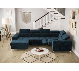 Rohová sedací souprava ORION MAX III , relax s funkcí spaní 165x320x190 cm - modrá, levá