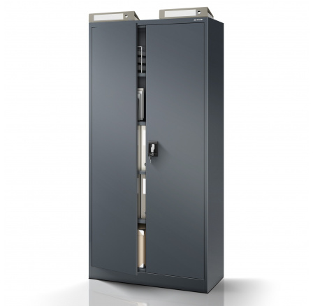 Kancelářská kovová skříň na dokumenty JAN, 900 x 1850 x 400 mm, antracitová