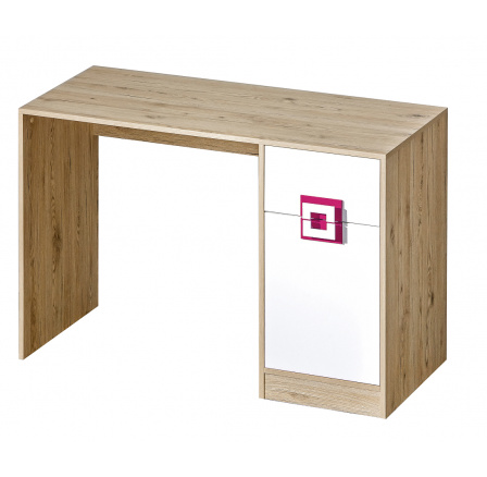 Psací stůl NICO 10, Světlý Dub/Bílá/Růžová