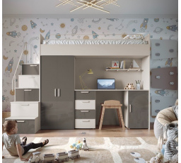 Patrová postel PARADISE 4S Kašmír Šedá Lesk