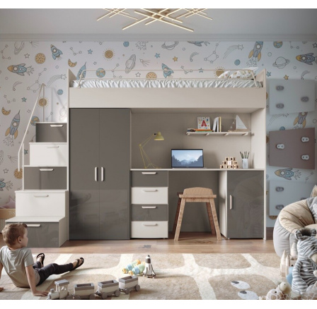 Patrová postel PARADISE 4S Kašmír Šedá Lesk