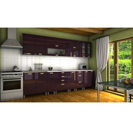 Kuchyňská linka Granada KRF 300 fialový lesk Kuchyňská linka Granada KRF 300 fialový lesk