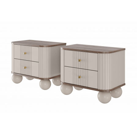 Sada nočních stolků Vesper, kašmír / ořech / zlaté úchyty