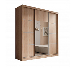 Šatní skříň s posuvnými dveřmi Keri 200 Sonoma+Stříbrná